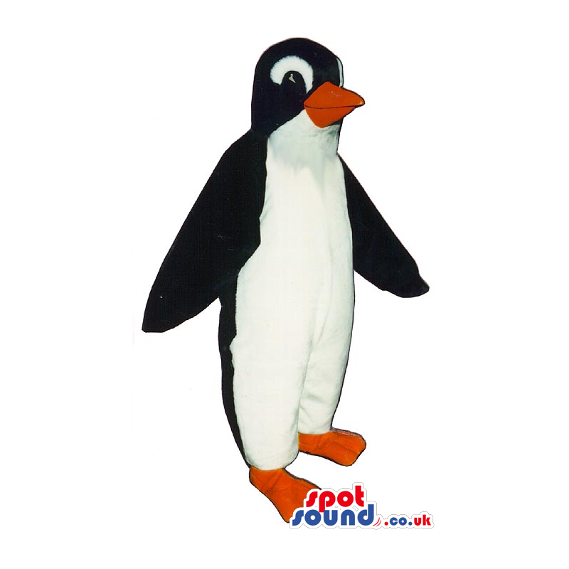 Very Adorable Black Penguin Mascot With White Eyebrows - Custom