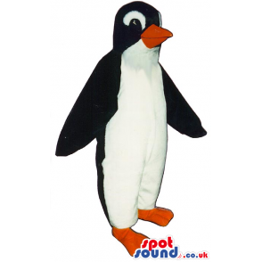 Very Adorable Black Penguin Mascot With White Eyebrows - Custom