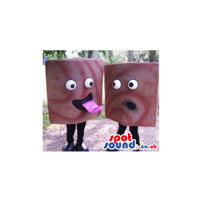 Two Are A Funny Pair Of Squared Candies With Comical Faces -