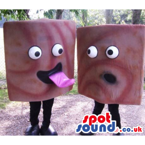 Two Are A Funny Pair Of Squared Candies With Comical Faces -