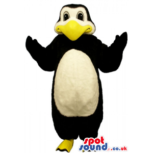 Penguin Mascot With A Big Yellow Beak And A Round White Belly -