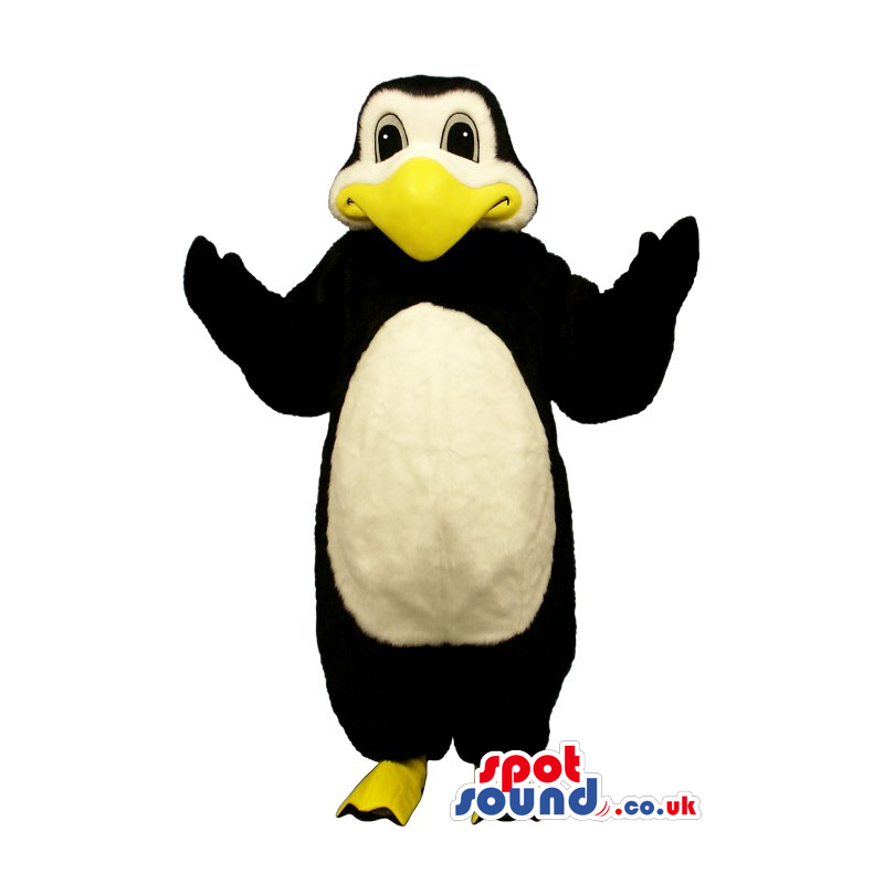 Penguin Mascot With A Big Yellow Beak And A Round White Belly -