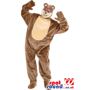 Funny All Brown Bear Mascot With A Loose Body And A Small Head