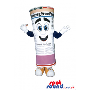 Funny Newspaper Magazine Mascot With A Cute Face And Text -