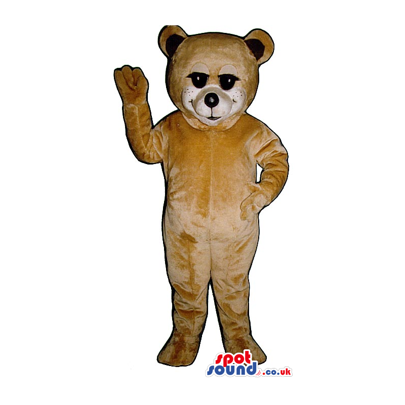 Cute Light Brown Teddy Bear Mascot With Black Eyelashes -