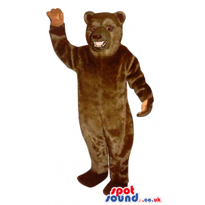 All Brown Bear Animal Plush Mascot Showing Its Teeth - Custom