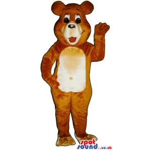 Brown Teddy Bear With A Cartoon Character Face And A Beige