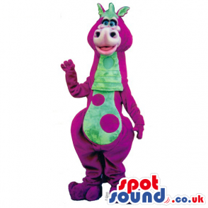 Cute Purple And Green Dinosaur Plush Mascot With Big Spots -