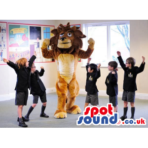 Entertaining Beige And Brown Big Lion Animal Plush Mascot -