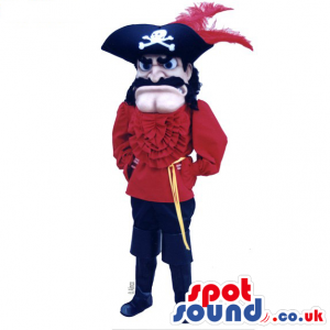 Character Mascot With Amazing Red And Black Pirate Garments -