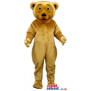 Beige Bear Plush Mascot With A Brown Face And Round Eyes -