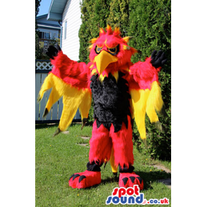 Red And Yellow Eagle Bird Mascot With Amazing Feathers - Custom