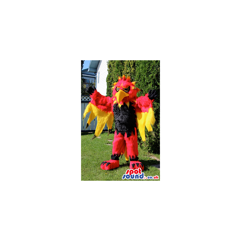 Red And Yellow Eagle Bird Mascot With Amazing Feathers - Custom