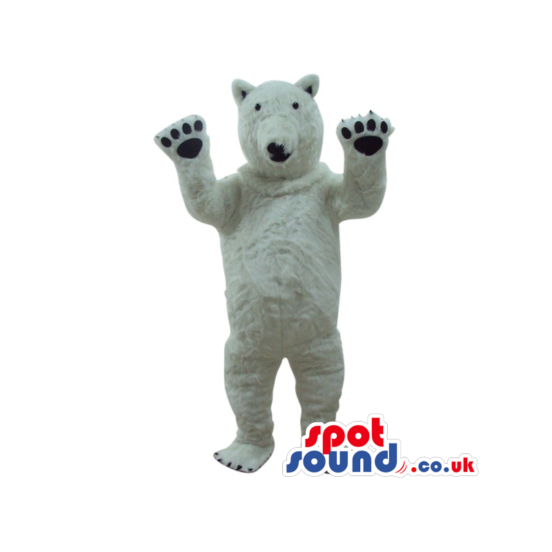 All White Bear Plush Animal Mascot With Tiny Back Eyes - Custom