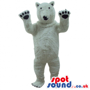 All White Bear Plush Animal Mascot With Tiny Back Eyes - Custom