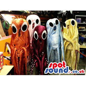 Funny Shinny Octopus Group Mascot In Different Colors - Custom