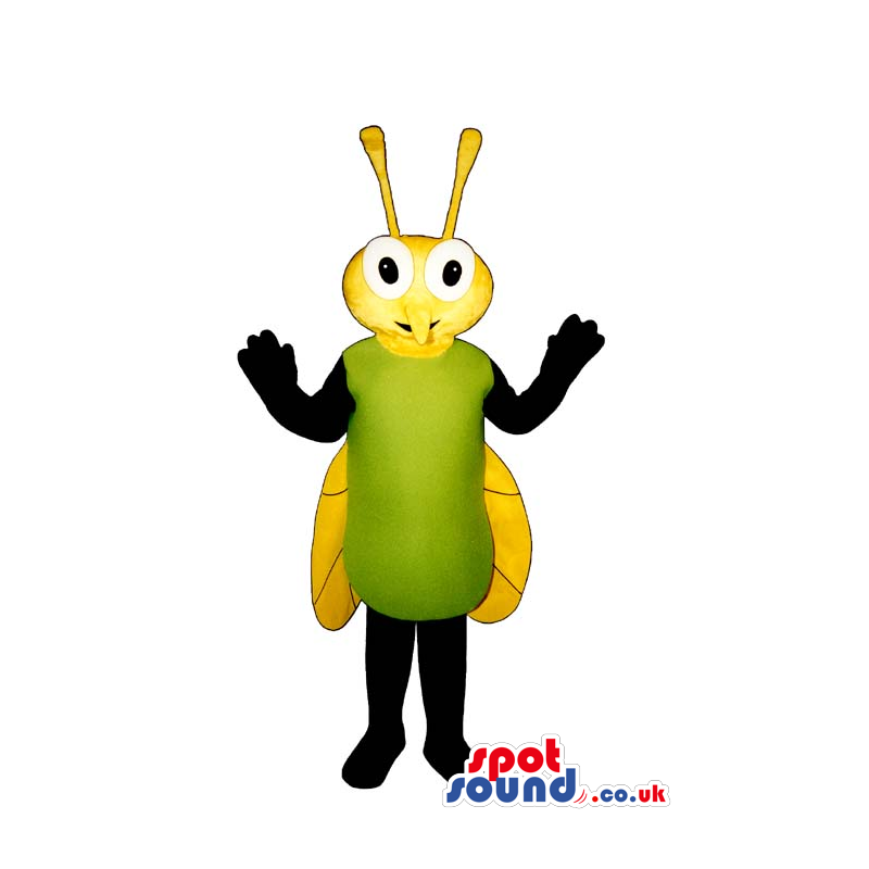 Cute Green And Yellow Bug Plush Mascot With Funny Face - Custom