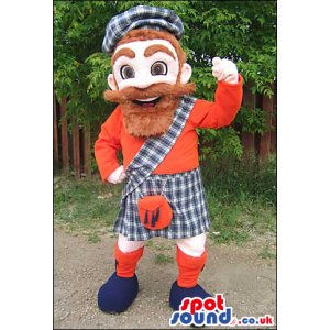 Human Mascot With A Red Beard And Scottish Garments - Custom