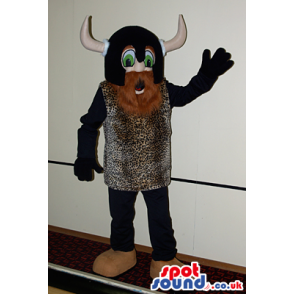 Viking Character Mascot Wearing Special Brown Garments - Custom