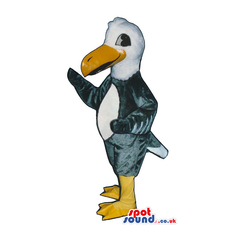 Grey Pelican Bird Plush Mascot With A White Belly - Custom