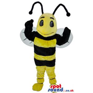 Yellow-black bee mascot with cute antenna and wings - Custom