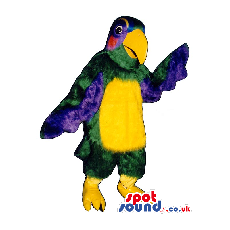 Green Parrot Bird Plush Mascot With Colorful Wings - Custom