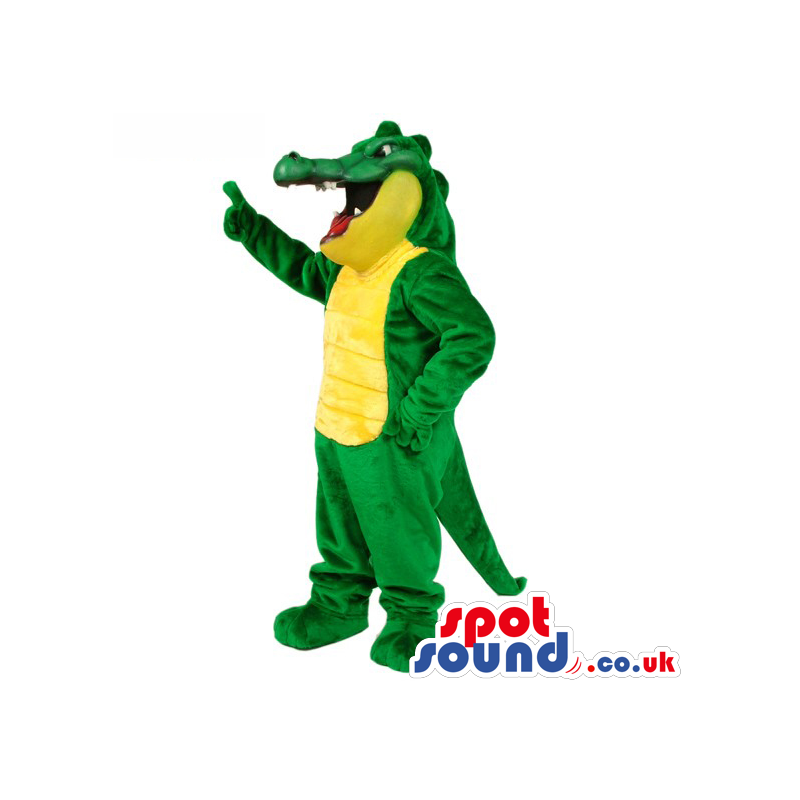 Lovely Green And Yellow Crocodile Mascot With A Smile - Custom