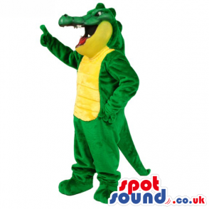 Lovely Green And Yellow Crocodile Mascot With A Smile - Custom