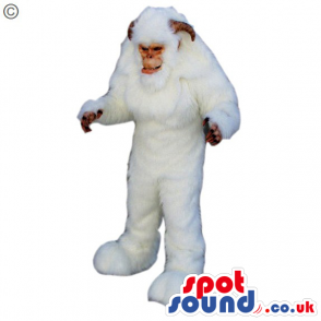Big Scary White Monster Creature Plush Mascot With Horns -