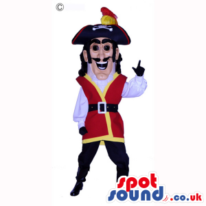 Very Happy Pirate Human Mascot With A Hat And A Parrot - Custom