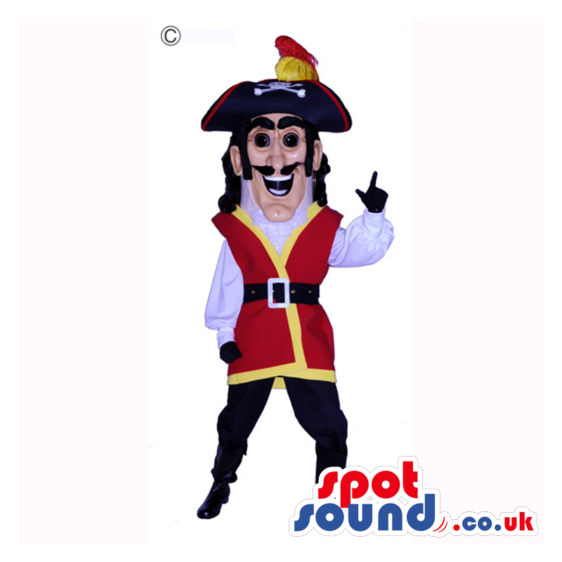 Very Happy Pirate Human Mascot With A Hat And A Parrot - Custom