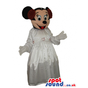 Minnie Mouse Disney Character Mascot With A White Dress -