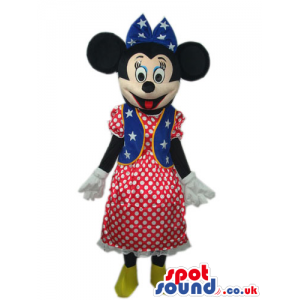 Minnie Mouse Disney Mascot With An American Flag Dress - Custom