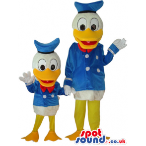 Two Different Sized Donald Duck Disney Character Mascots -