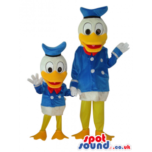 Two Different Sized Donald Duck Disney Character Mascots -