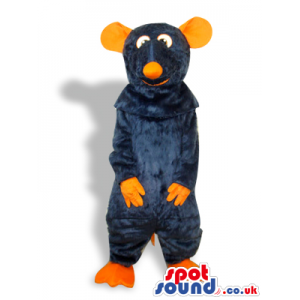 Black Mouse Plush Mascot With Orange Ears And Nose - Custom