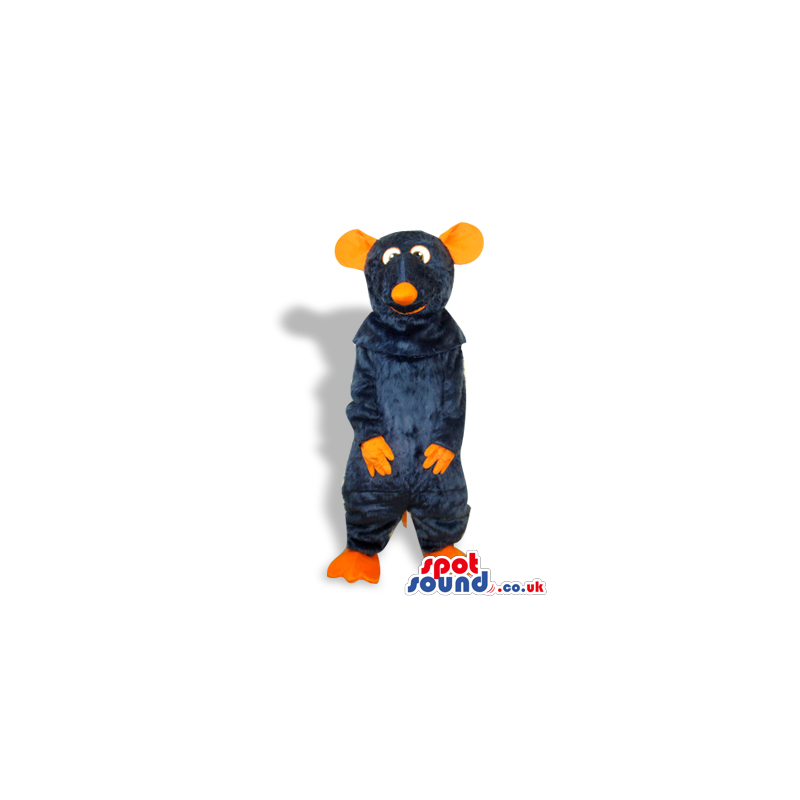 Black Mouse Plush Mascot With Orange Ears And Nose - Custom