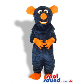 Black Mouse Plush Mascot With Orange Ears And Nose - Custom