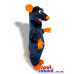 Black Mouse Plush Mascot With Orange Ears And Nose - Custom