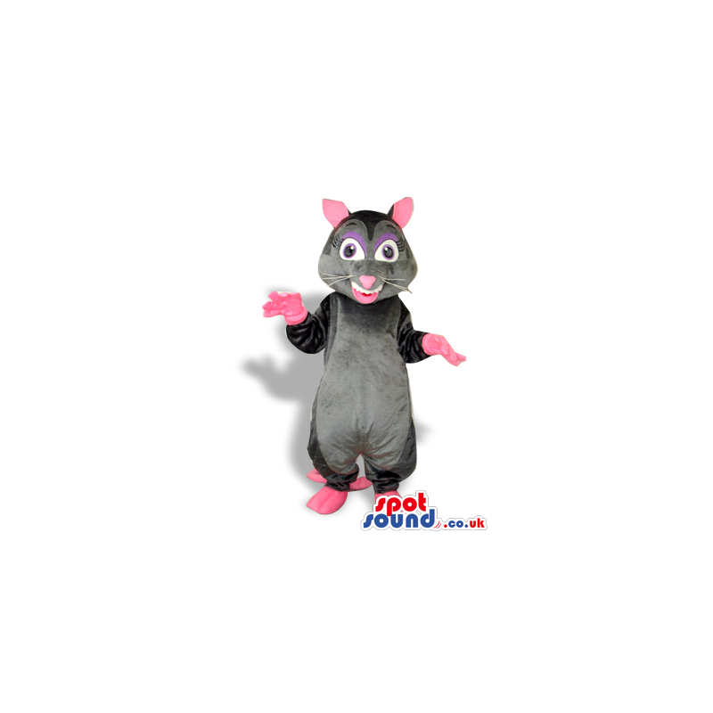 Black And Pink Rat Or Mouse Mascot With A Teeth And Whiskers -
