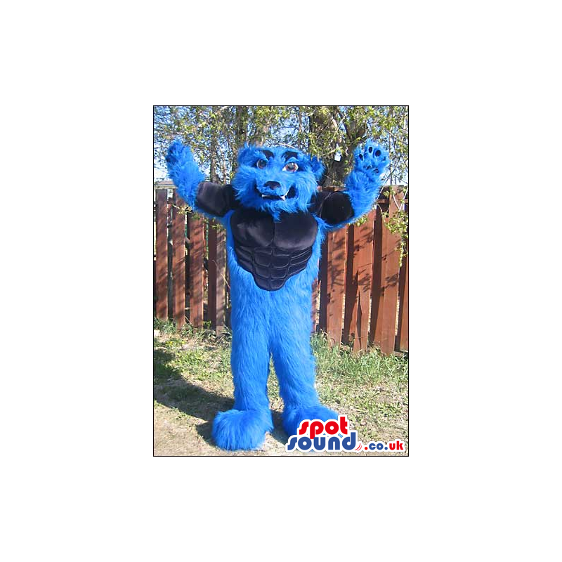 Customizable Blue Strong Hairy Monster Plush Mascot - Custom