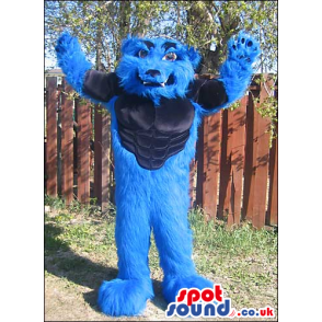 Customizable Blue Strong Hairy Monster Plush Mascot - Custom