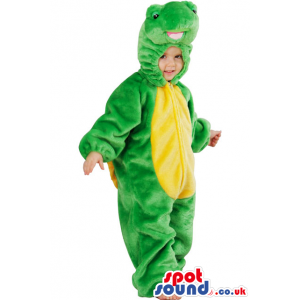 Children'S Green And Yellow Alligator Plush Costume - Custom