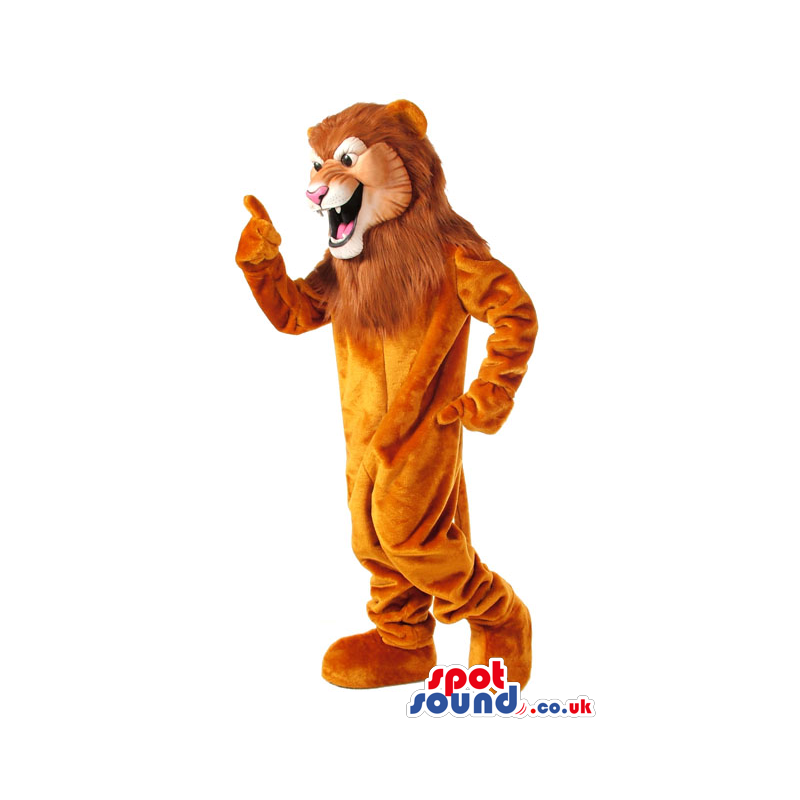Brown Lion Animal Plush Mascot With A Cool And Wild Face -