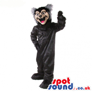 Wildcat Animal Plush Mascot In Black With A Beige Face - Custom