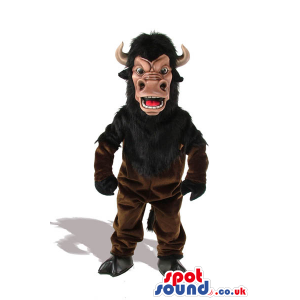 Dark Brown Bull Animal Plush Mascot With A Black Beard - Custom