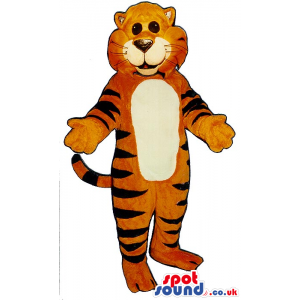 Orange Tiger Plush Animal Mascot With A White Belly - Custom