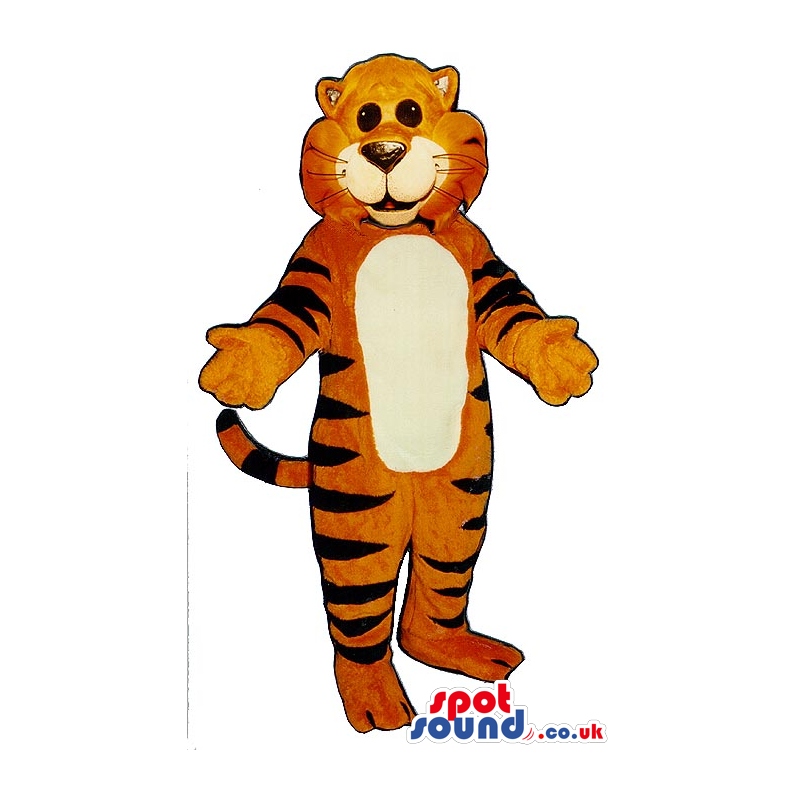 Orange Tiger Plush Animal Mascot With A White Belly - Custom