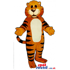 Orange Tiger Plush Animal Mascot With A White Belly - Custom