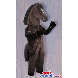 Dark Brown Horse Plush Mascot With White Stripe On Head -